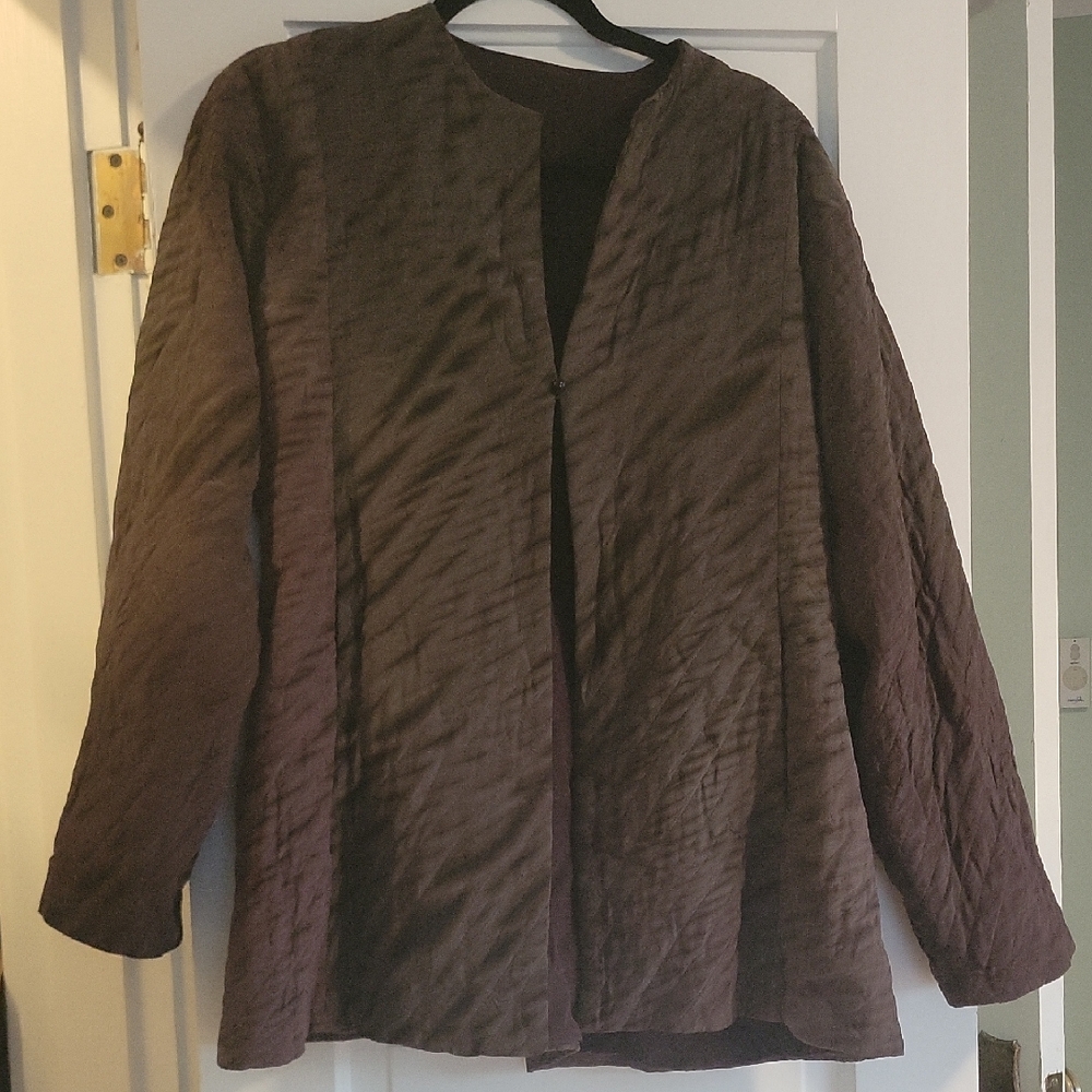 Kiss Of The Wolf Shibori Hand Painted Textured Silk Jacket - L